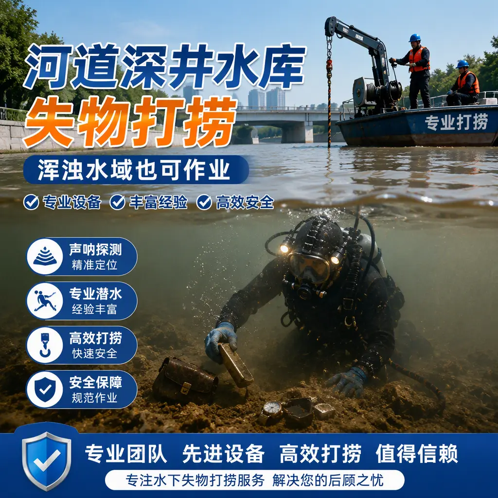 河道深井水库失物打捞，浑浊水域也可作业奉新