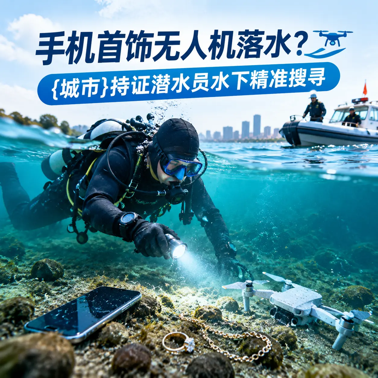 手机首饰无人机落水？奉新持证潜水员水下精准搜寻